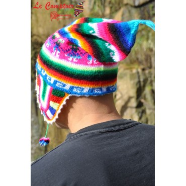 Authentique bonnet péruvien homme tricoté main