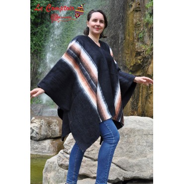 Poncho femme chaud et doux en laine alpaga