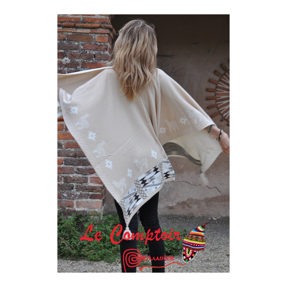 Veste Cape Poncho Maliparmi – Laine & Alpaga, Taille 40, Beige/marron, Occasion Très Bon état !
