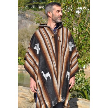Poncho homme Laine d'alpaga...