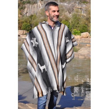 Poncho homme Laine d'alpaga...