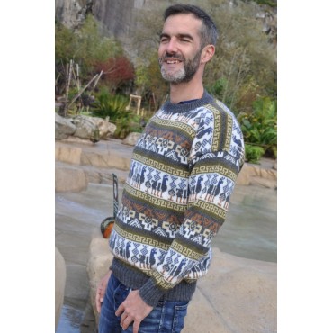 Pull jacquard homme en alpaga