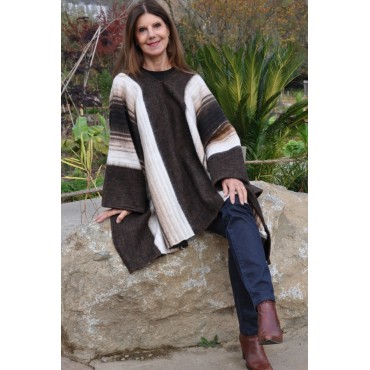 Poncho femme chaud et doux en laine alpaga